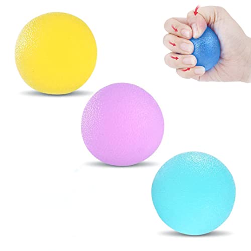 A 3 Pelota Rehabilitacion Mano, Pelota Antiestres Pelotas Ejercicio Manos, Antiestres Ejercitar para Fisioterapia, Tratamiento de Manos, Alivio del estrés, 3 Niveles de Resistencia, 3 Colores