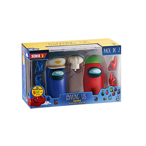 Bizak Among Us S2 Figura Acción Pack de 2 - Azul Oscuro + Rojo (64116