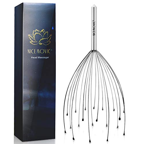 NICEMOVIC Masajeador de cabeza con 20 dedos de masaje, Manual Masaje y relajación circulación, araña para el cabello Masajeadores del cuero cabelludo(Colores aleatorios)