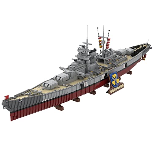 LIKECOM Maqueta de buque de guerra de la clase Bismarck, modelo MOC-84840, 1:200 9566 piezas, grande, bloques de sujeción, compatible con Lego 10294 Titanic