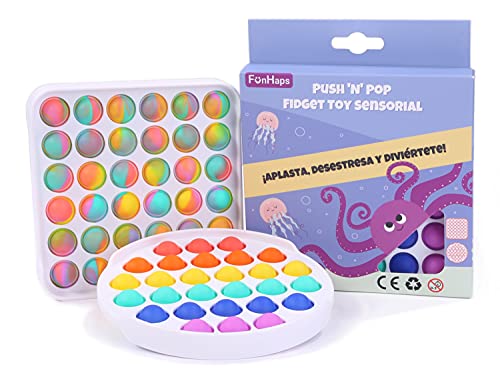FunHaps Pop it Fidget Toy Pack 2u - Juguete antiestres Relajante para 