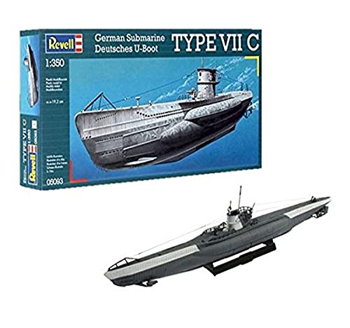 Revell- German Type VII C Maqueta Submarino, 10+ Años, 19,2cm de Larg