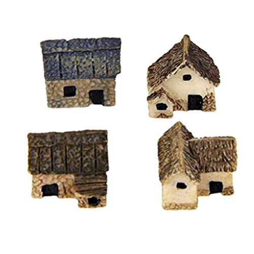 Mengonee 4pcs Kit Miniatura Hada del jardín de Piedra Casas Mini Cott