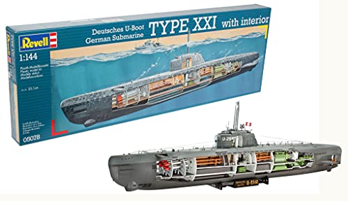 Revell - Maqueta submarino alemán Type XXI con interior, Kit modello 
