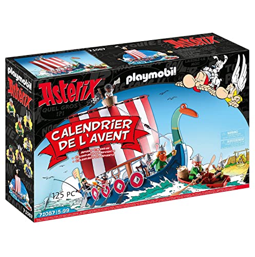 PLAYMOBIL Calendario de Adviento 71087 Astérix: Calendario de Adviento Piratas, Barco y personajes de cómic, Juguetes para niños a partir de 5 años