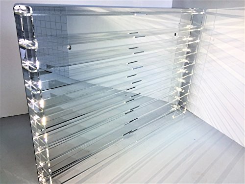 Técnicas Láser TR.4.2L9B/E Vitrina de metacrilato, Transparente, Fondo Espejo, Montada mide 50x75x5 (altoxanchoxfondo), Set de 14 Piezas