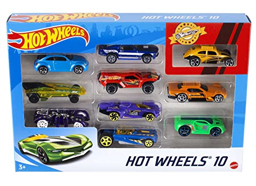 Hot Wheels Pack de 10 vehículos, coches de juguete (modelos surtidos)