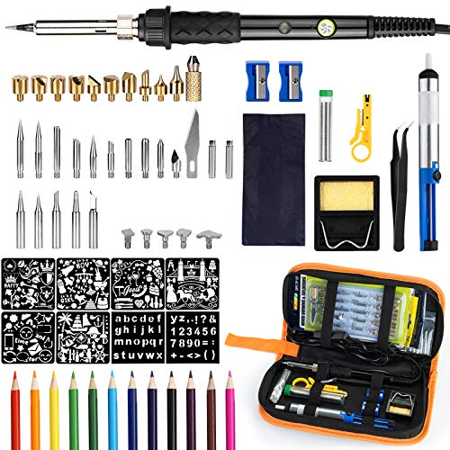 OUBEL Pirograbado de Madera Kit 72 Piezas, 60W Soldadura Eléctrica Ki
