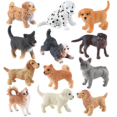 ELECLAND Figuras 12pzas Animal Lindo Cachorro de Perro Figuras realist