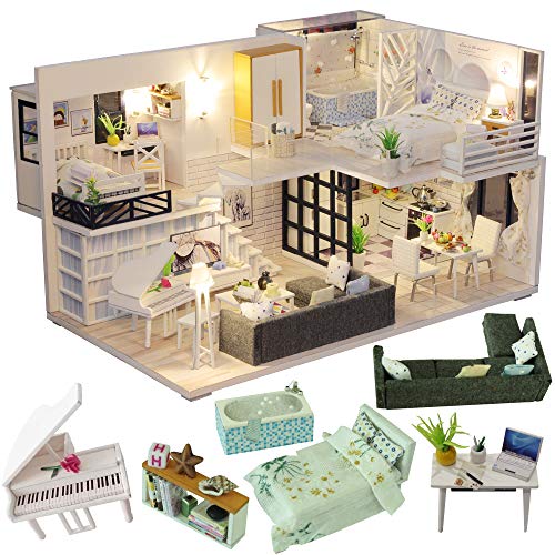 CUTEBEE Miniatura de la casa de muñecas con Muebles, Equipo de casa d