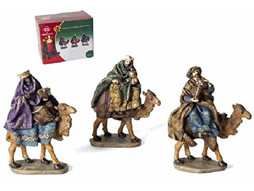 FIGURA BELEN SET 3 REYES MAGOS CON CAMELLO 15X10CM.
