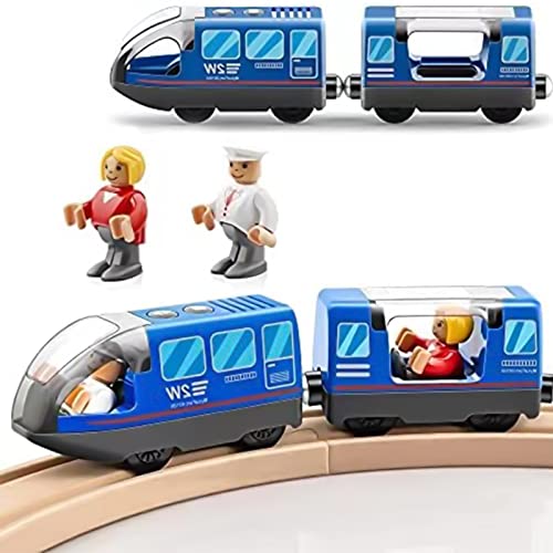 Yuning Tren eléctrico de Juguete, Tren Locomotora de acción con Pilas, Juguete de riel de Locomotora de ferrocarril magnético, Tren de Motor Compatible con vías de Madera, Juguete para Niños Niñas