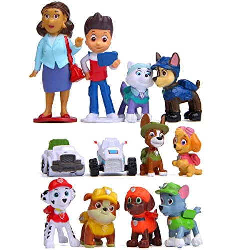 12 Pcs Figuras Decoración Tartas Muñecos, Minifigura de Patrulla Canina, Patrulla Canina Muñecos, Patrulla Canina Decoracion Cumpleaños Para Niños S Decoración de Fiestas Cumpleaños
