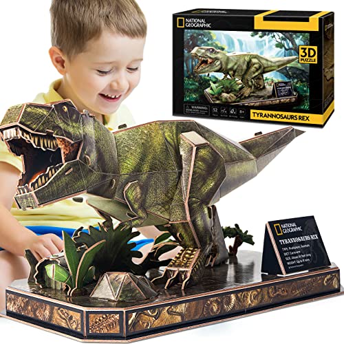 CubicFun Puzzle 3D Dinosaurios Juguetes para Niños 8 9 10 12 años Tirano-saurio Rex Puzzle 3D Maquetas para Montar, National Geographic Puzzle 3D Dinosaurios Regalo para Niños 8+ años