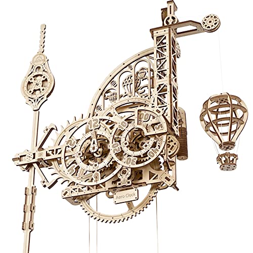 UGEARS Puzzle 3D de Reloj de Péndulo - El Aerorreloj - Aero Clock - Maquetas para Montar de Relojes de Péndulo de Pared - Maquetas de Madera mecánicas - Maquetas para Construir para Adultos y niños