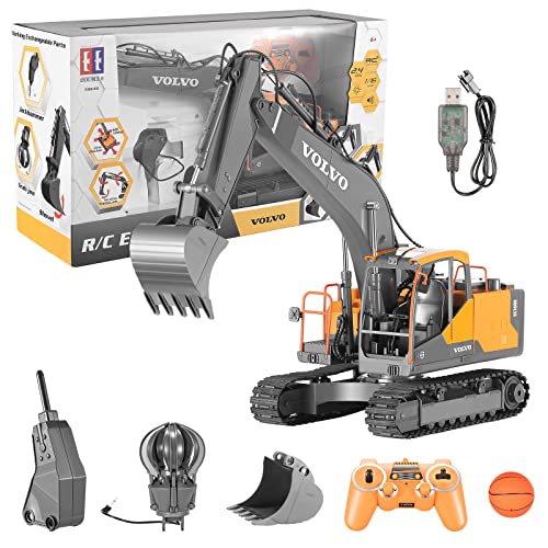 SMAUTOP Excavadora Juguete de aleación 3 en 1,Excavadora teledirigido