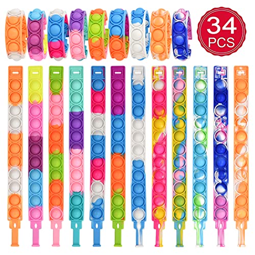34 Piezas Fidget Pulsera Pop Fidget it Toy Silicona Simple Fidget Jugu