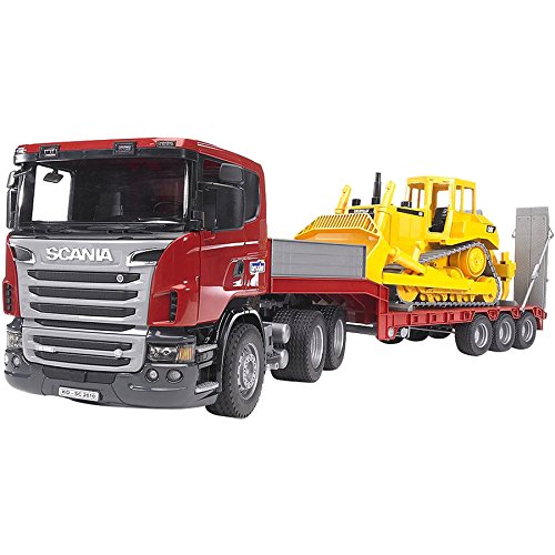 Bruder 3555 Scania R-series - Camión semirremolque con bulldozer CAT
