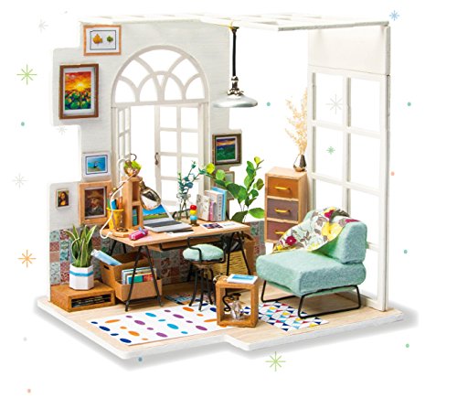 Rolife Miniatura casa de muñecas con Luces Office House Modelo DIY Cr