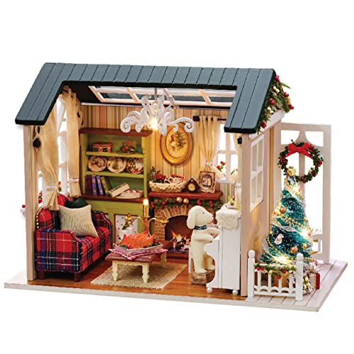 Cornesty Kit de Casa de Muñecas en Miniatura de Navidad DIY Kit de Sa