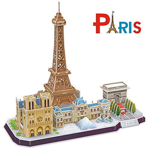 CubicFun Puzzle 3D Paris Torre Eiffel CityLine Rompecabezas 3D Edificio Arquitectura Modelo de Construcción para Divertirse, 114 Piezas