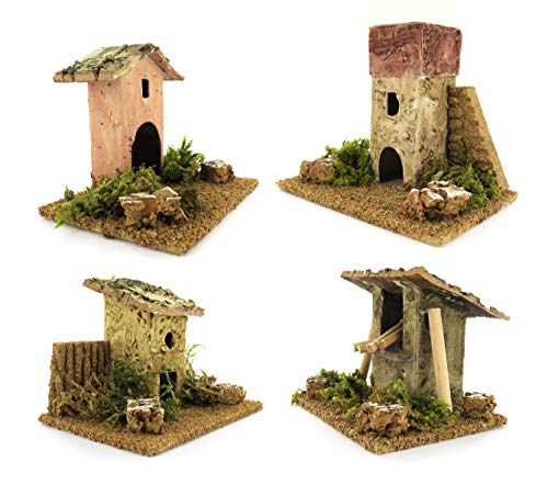 Ferrari & Arrighetti Grupo de Casas para Decorar el Belén (4 módulos) - Pesebres Bertoni (Paquete de 4 Piezas)