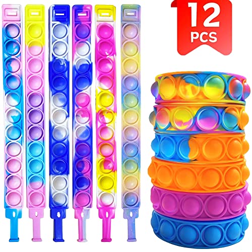 Yeefunjoy 12 Piezas Pop it Fidget Toy Set Juguete de Pulsera Pop Bubbl