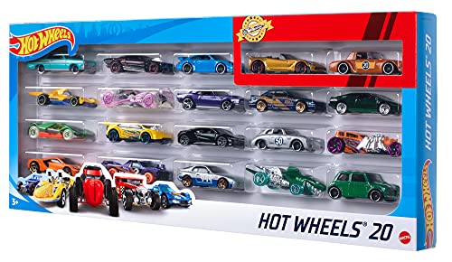 Hot Wheels Pack de 20 vehiculos, coches de juguete (modelos surtidos) 