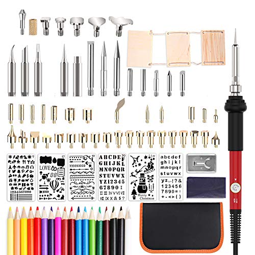 Kit Pirografia Legno 99Pcs, Temperatura Regolabile, Attrezzi Incisione Professionale per Cuoio, Sughero, Elettrico Attrezzi Incisione Professionale lavori Pirografo su Cuoio Legno