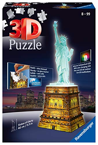 Ravensburger - Puzzle Building 3D Night Edition: Estatua de la Liberta