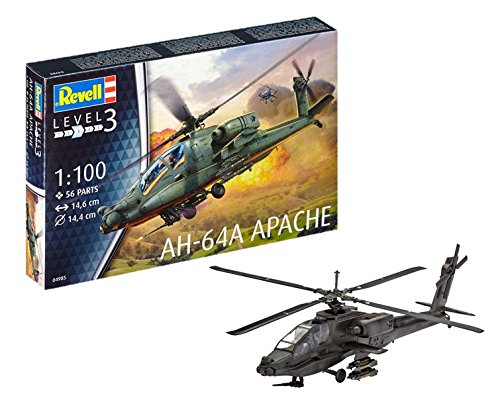 Revell-AH-64A Apache Maqueta Helicóptero, 10+ Años, Multicolor, 14,6 cm de Largo (RG4985)