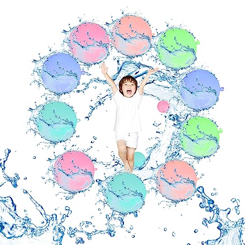 Amebleak 10 PCS Globos Agua Reutilizables, Globos de Agua Llenado Rapi
