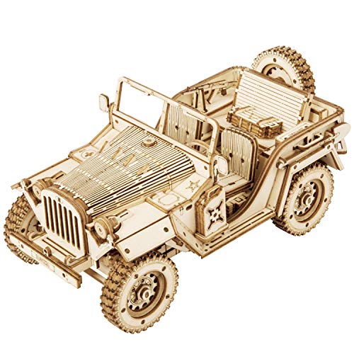 Robotime Jeep Army Cars Juguetes 3D Puzzle Model Kits Autoensamblaje E
