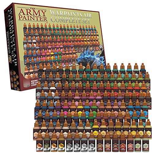 The Army Painter Warpaint Air Complete Set, 126 Warpaints, (18 Metallics 6 Pintura fluo), pintura no tóxica, pintura acrílica a base de agua, juego de pintura acrílica para aerógrafo