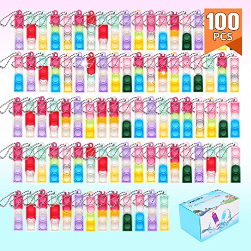 100 PCS Mini Llavero, Pop Fidget It Toys, Juego de Squeeze Pop Bubble 