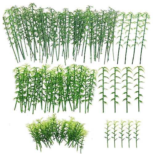 120 PCS Modelo de Árbol Bambú, Woohome 3 Tamaños Árboles de Bambú